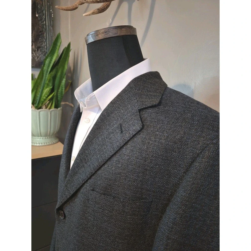 Zaharoff Mens Wool Sports Coat 44L Blue Beige Canada 3 Button Blazer
